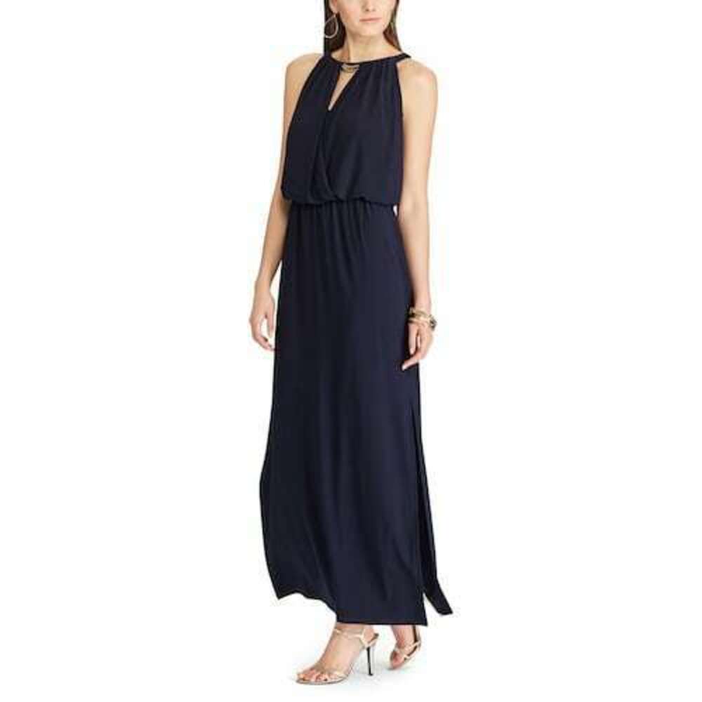 Chaps Women's Sleeveless Keyhole Surplice Maxi Dress In Navy Size M $160